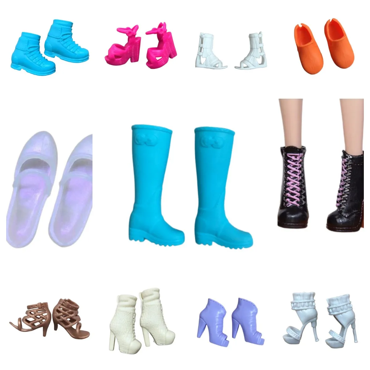 5Pairs/Lot Original Doll Shoes High Heels Flat Doll Shoes 1/6 Doll Casual Sandals Shoes Boots DIY Doll Colorful Accessories