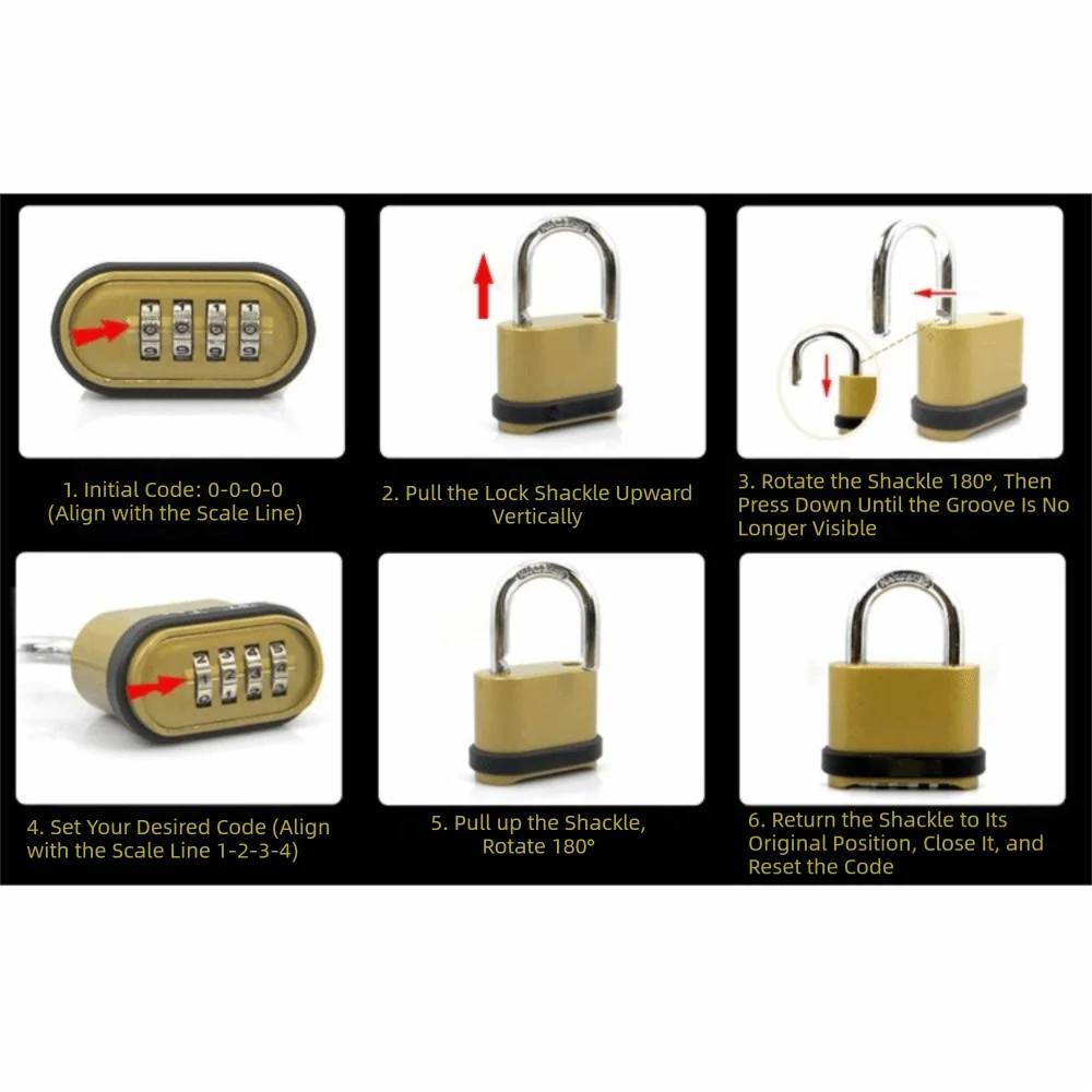 Zinc Alloy Combination Padlock Rustproof 4 Digit Number Password Code Lock Waterproof Sturdy Design Security Padlock