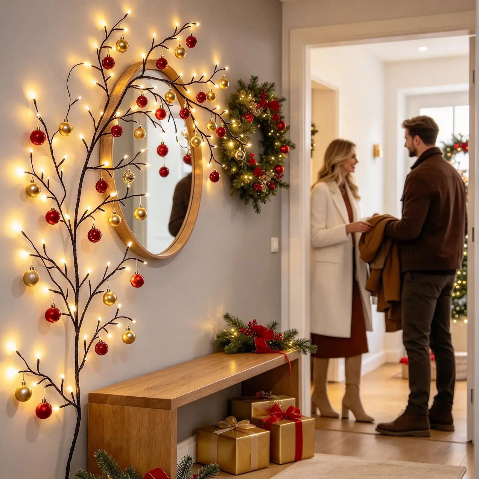 Wall Tree Branch Light Decor 7.55ft Flexible Plug-in Remote Control 144-LED Warm Glow Vine Lights Room Decoration For Wedding
