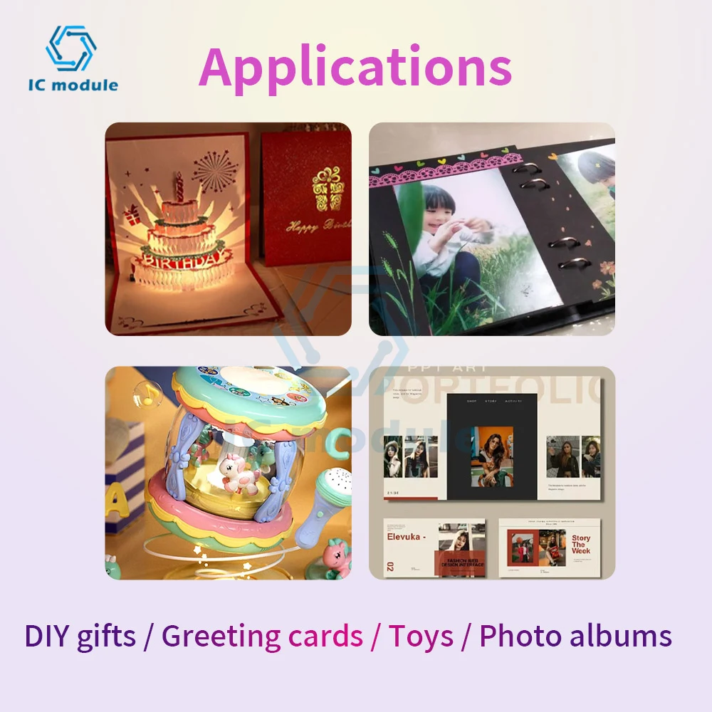 GC03 Recordable Sound Module 8M MP3 Button Control Music Voice Player with Speaker for DIY Greeting Card Gift