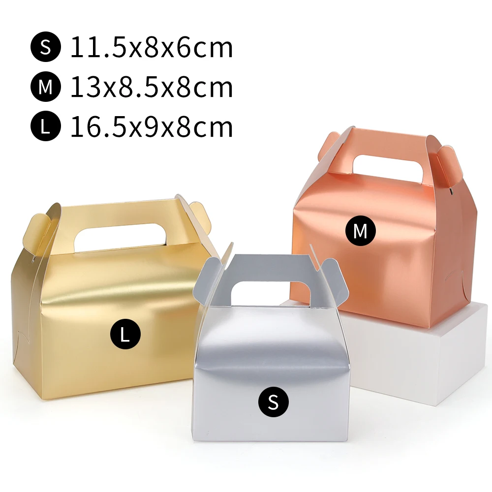 Laser gold silver cake packaging box white cowhide pink green blue dessert portable carton