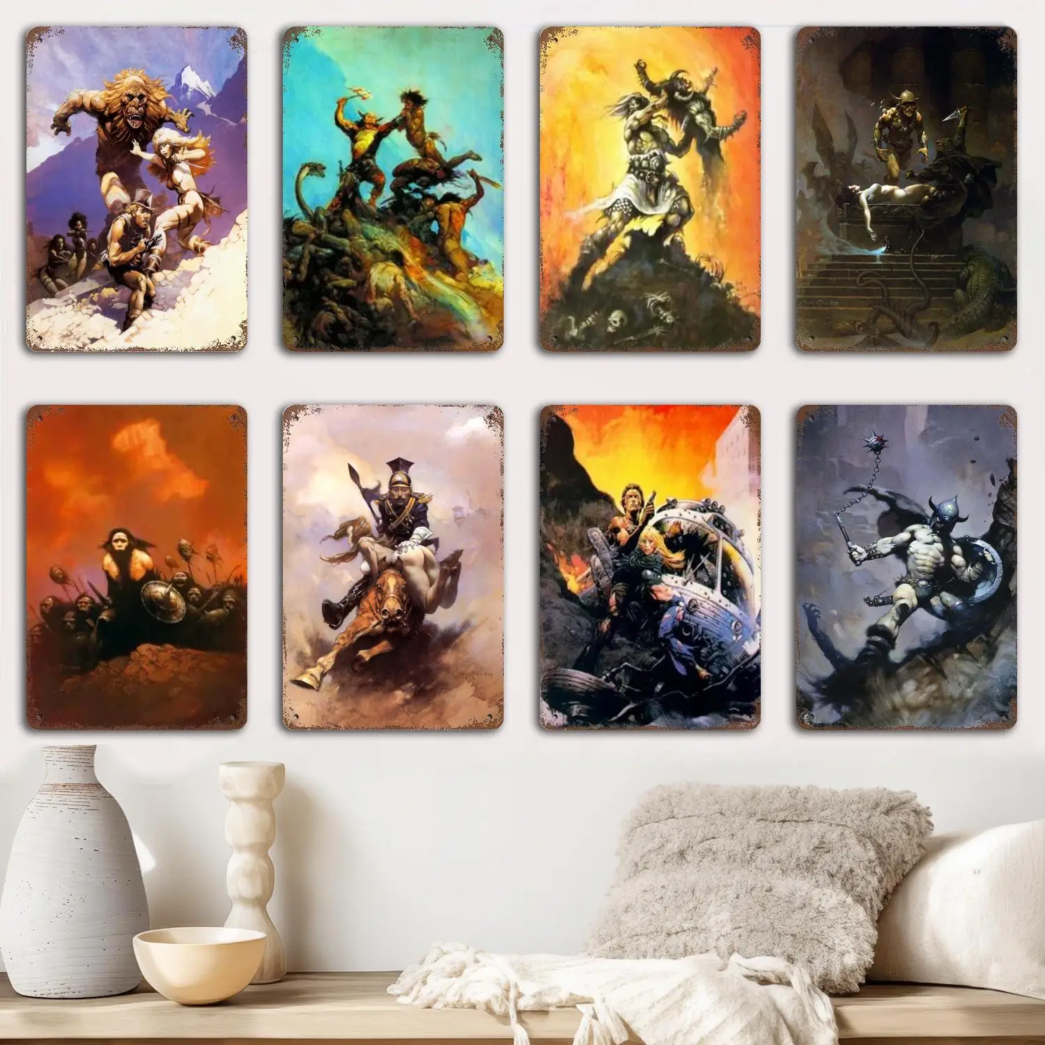 frazetta painter Metal Signs wall decor Vintage Tin Signs Captain Metal Poster Decor for Bar Pub Club Wall Decoration