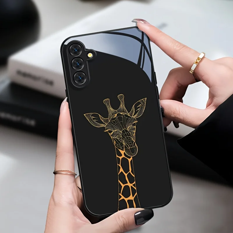 Cool Giraffe Pattern Glass Phone Case Suitable for Samsung Galaxy S26 S25 S24 S22 S21 S20 FE/Ultra/Plus Hard Case