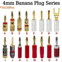 Conector Banana chapado en oro para altavoz de Audio Musical, enchufes Banana de 4MM para Terminal de altavoz de Audio y vídeo, 10/20 piezas