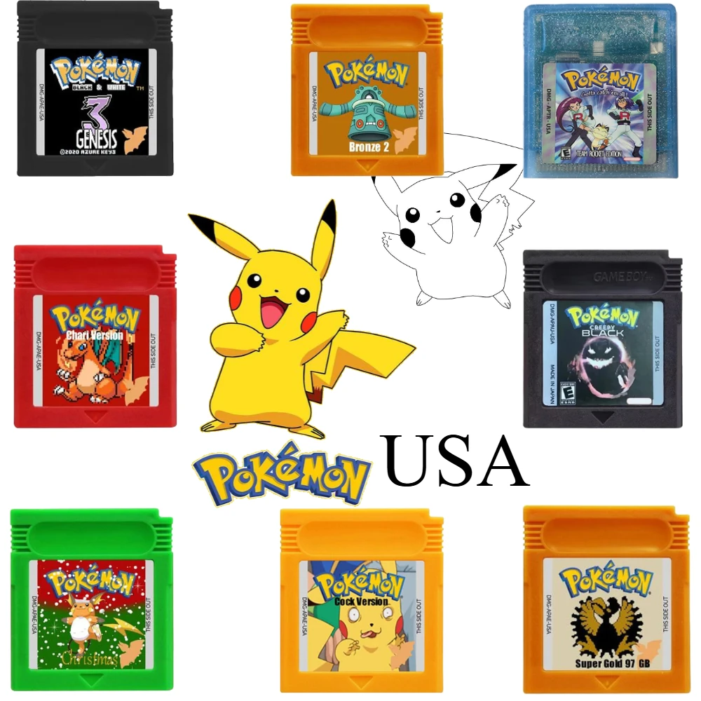 

Pokémon GBC Game Series 16-битный картридж для видеоигр Консольная карта Красный Синий Кристалл Золотой Зеленый Серебристый Желтый США Английская версия