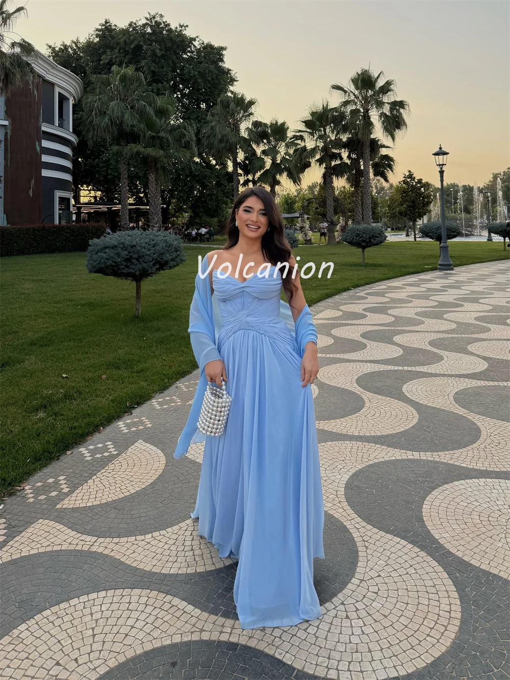 Customized Chinese Style High Quality Chiffon Ruched Draped Straight Straight Long Dresses Bespoke Occasion Dresses Modern Style