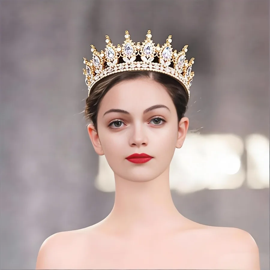 Luxuriöse Kristall-Strass Tiara Krone - Eleganter Prinzessinnen-Kopfschmuck für Hochzeit Braut Geburtstagsfeier – Detail 16