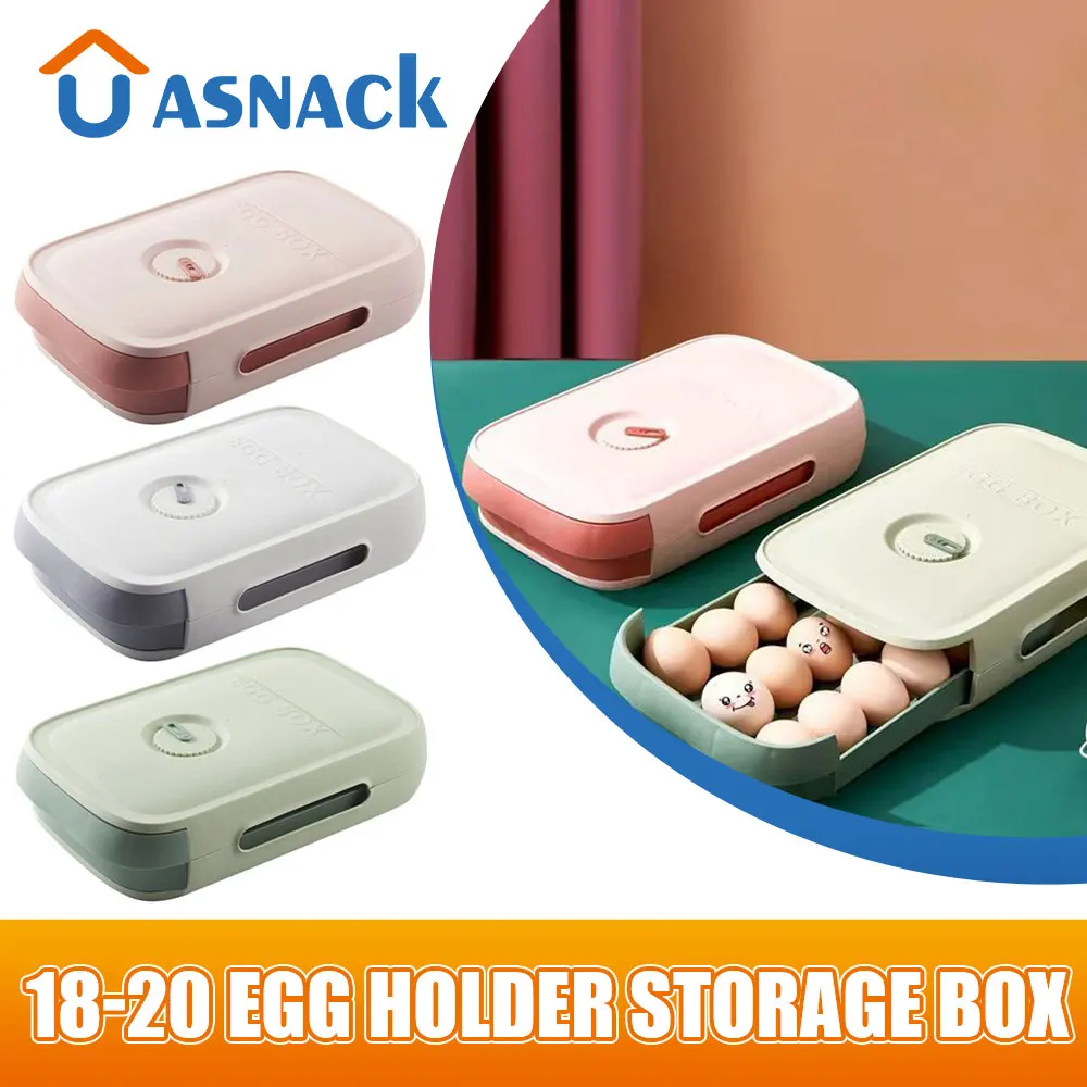 

Egg Holder Storage Box Stackable Drawer Automatic Rolling Refrigerator Eggs Organizer Space Saver Egg Tray Box Kitchen Organizer