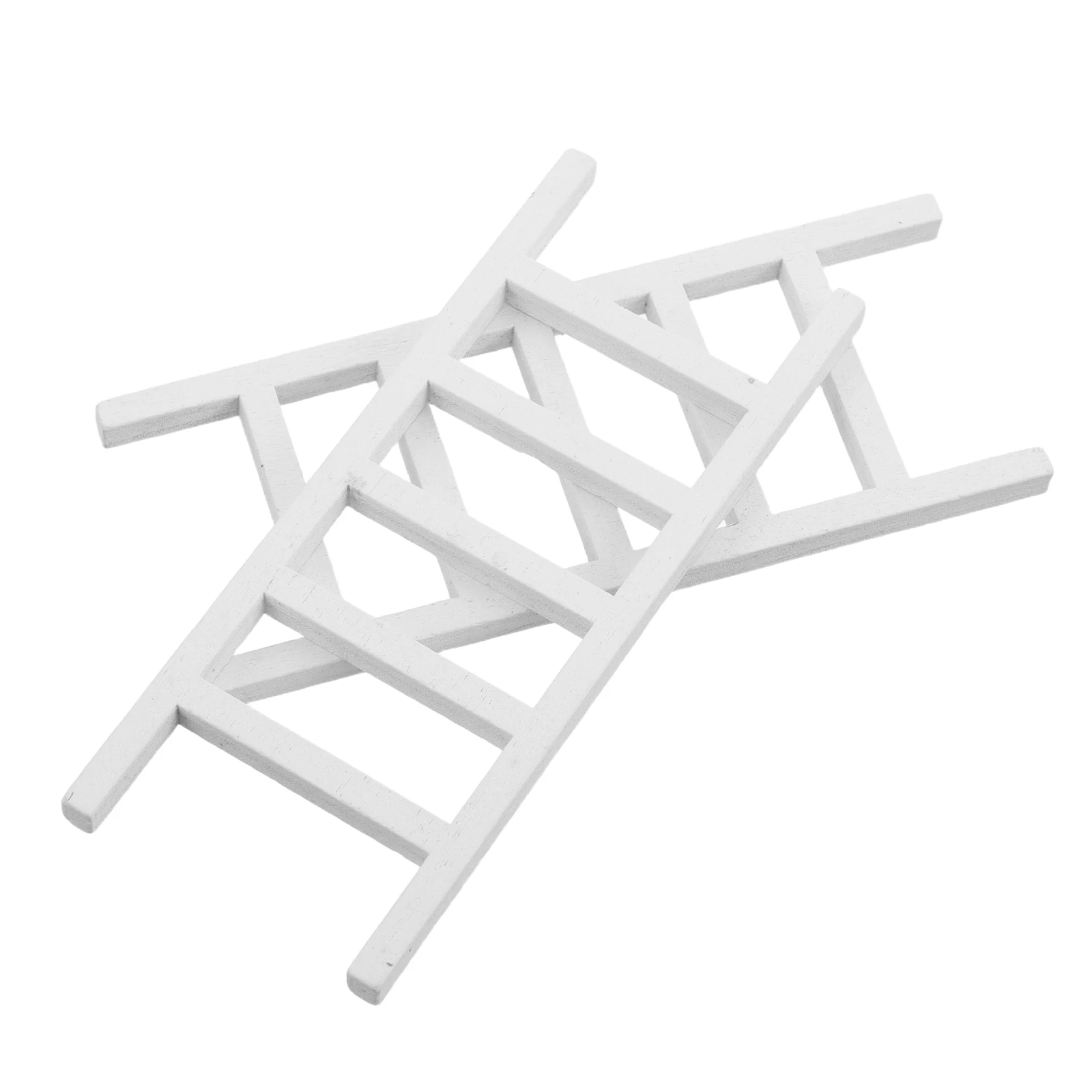 

2 Pcs Dollhouse Accessories Mini Simulated Furniture Stair Step Ladder Wooden Staircase
