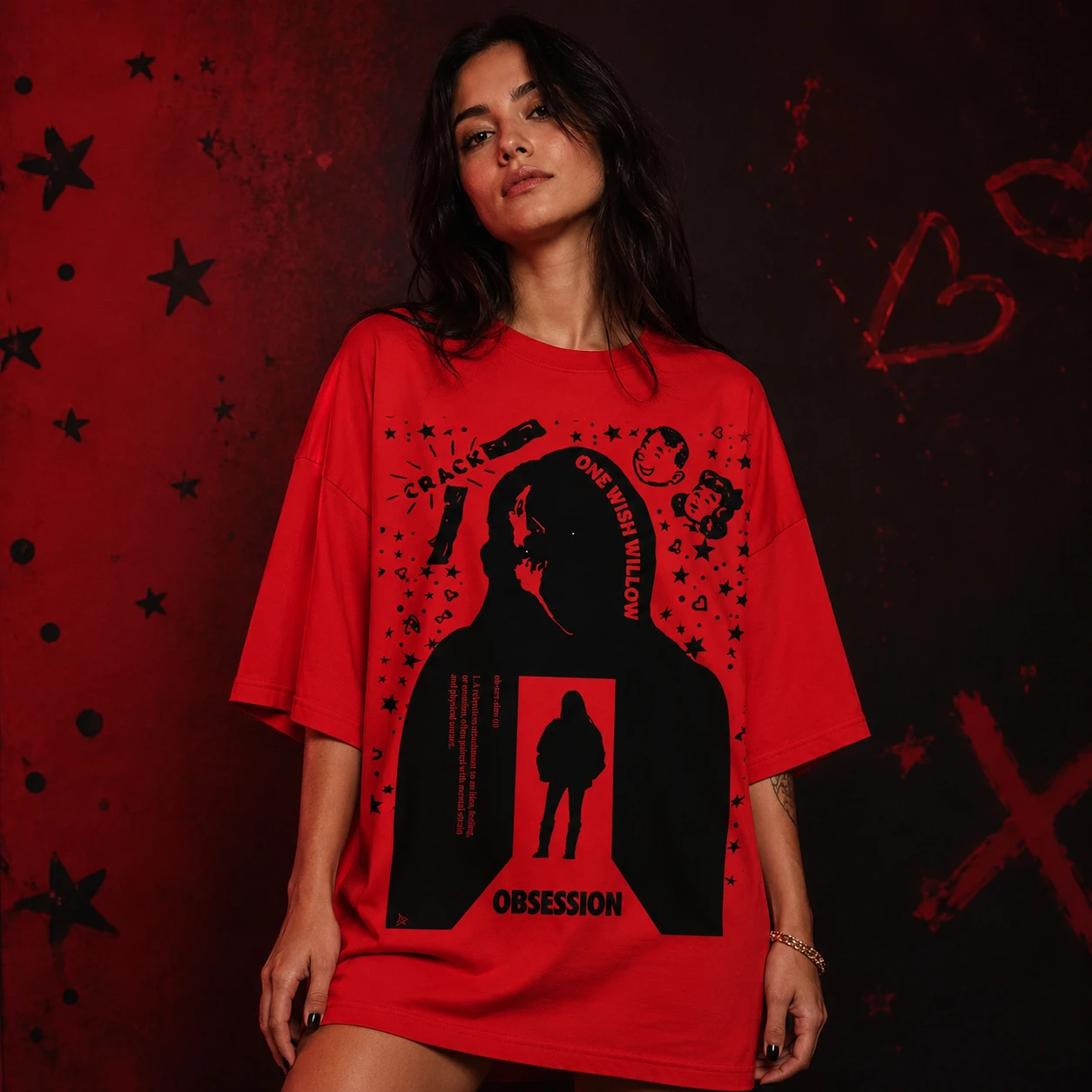 Obsession NO NO NO Übergroßes Film-T-Shirt aus Baumwolle mit Grafikdruck für Männer und Frauen, Sommer-Streetwear – Detail 6