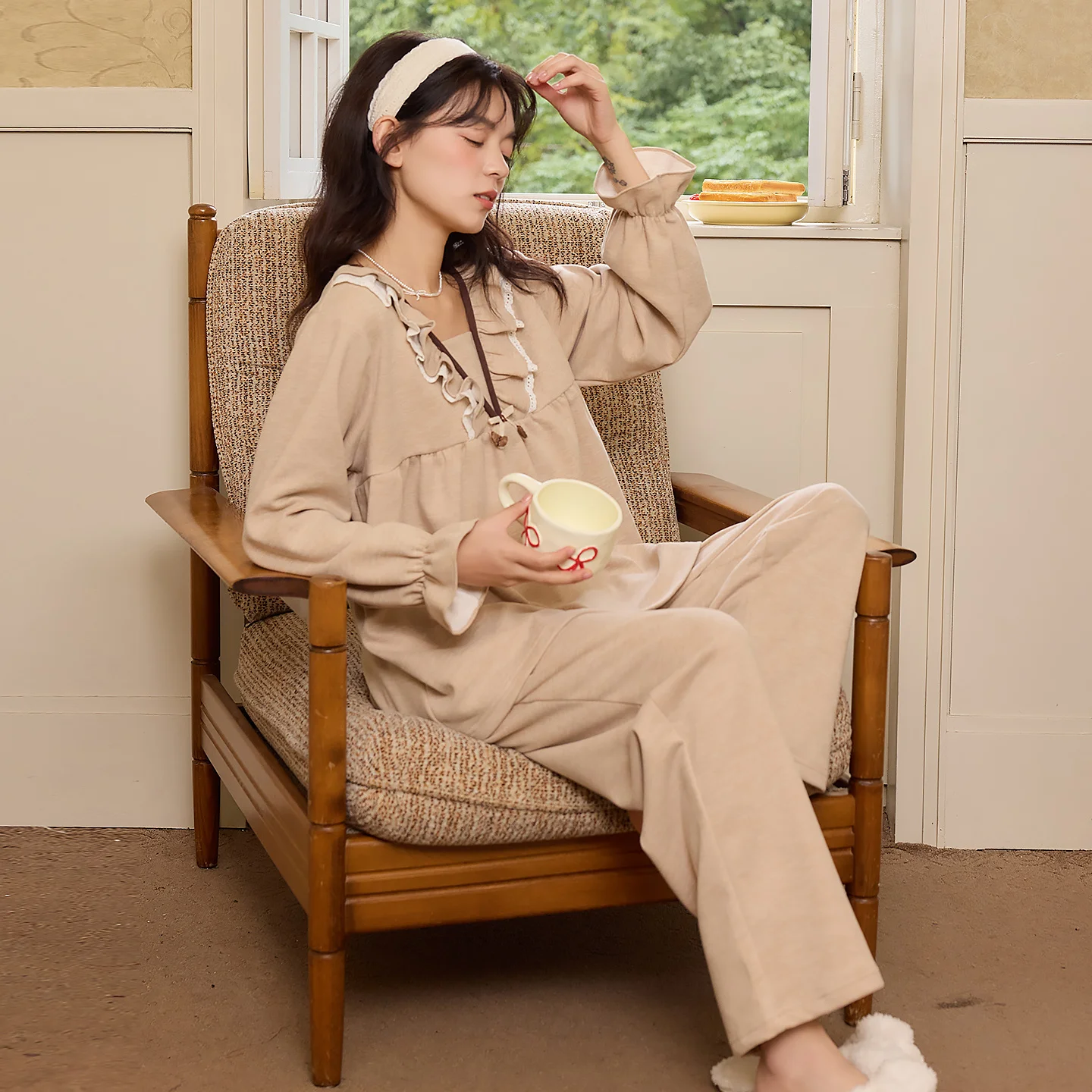 

Pajama Sets Pack Women Winter Microfiber Solid Hooded Long Sleeve Drawstring Pants Warm Thick Sleepwear Durable Cozy Soft Simple