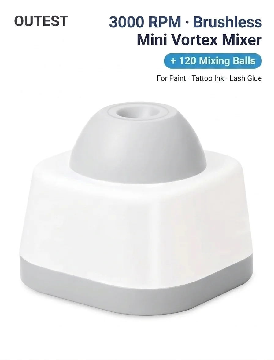 OUTEST 3000RPM Mini Vortex Mixer Brushless Lab Shaker with 120 Mixing Balls for Acrylic Paint Tattoo Ink Nail Polish Glue