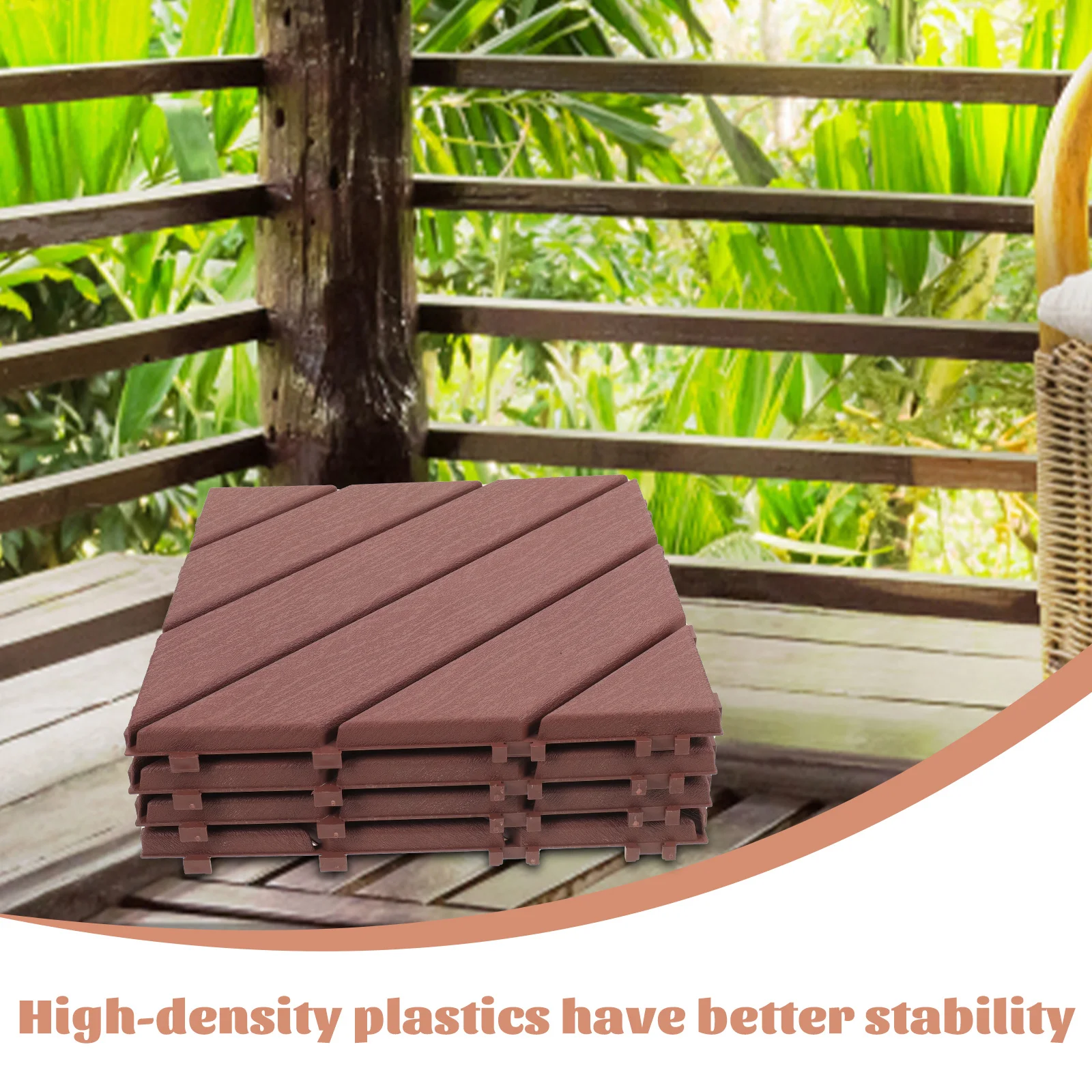 4 قطعة بلاط سطح السفينة البلاستيكية المتشابكة في الهواء الطلق فناء شرفة الفناء الخلفي دائم التزيين بلاط الأرضيات بلاط سطح السفينة البلاستيكية #1