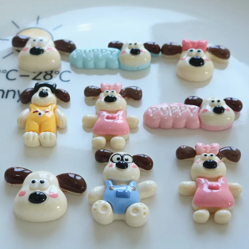 10Pcs Cute Resin Cartoon Dog Crafts DIY Brooch Hairpin Jewelry Handmade Accessory Phone Shell Water Cup Storage Box Ornament