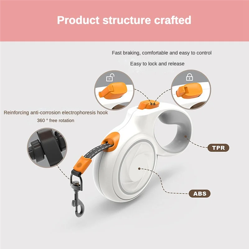 A88E-Adjustable Durable 5M 30Kg Retractable Dog Leash Roulette Walking Rope Chain For Small Large Dogs Accessories