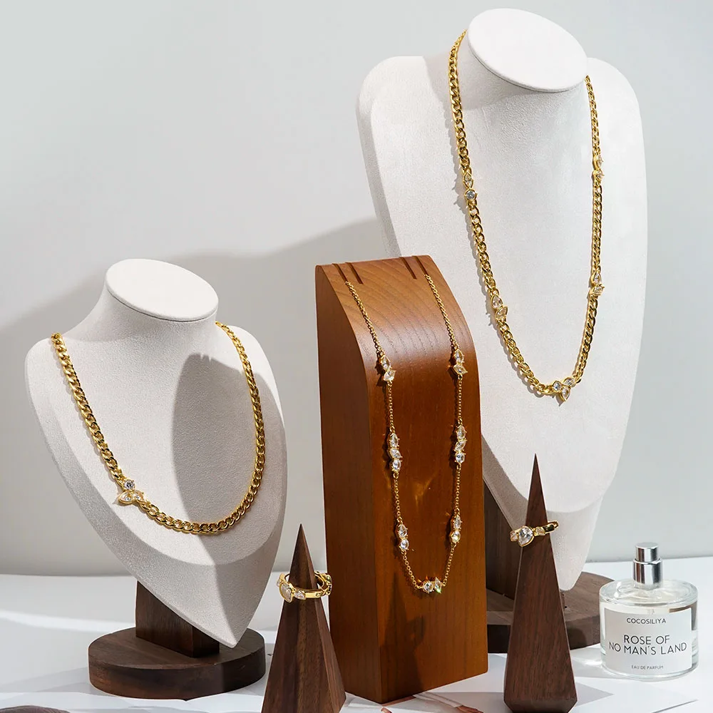 ENFASHION Para Mujer Irregular Zircon Chain Necklace For Women's Stainless steel 18K Plated Gold Fashion Delicated Jewelry P3524
