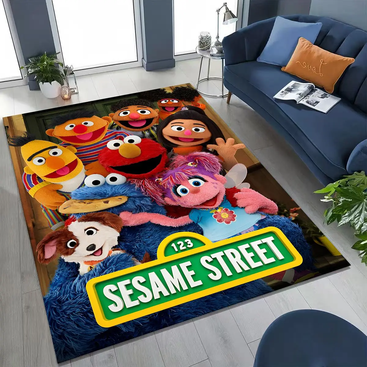 

3D S-Sesame Cartoon Art Carpet Rug for Bedroom Living Room Sofa Home Doormat Decor,Large Kids Play Non-slip Floor Mat