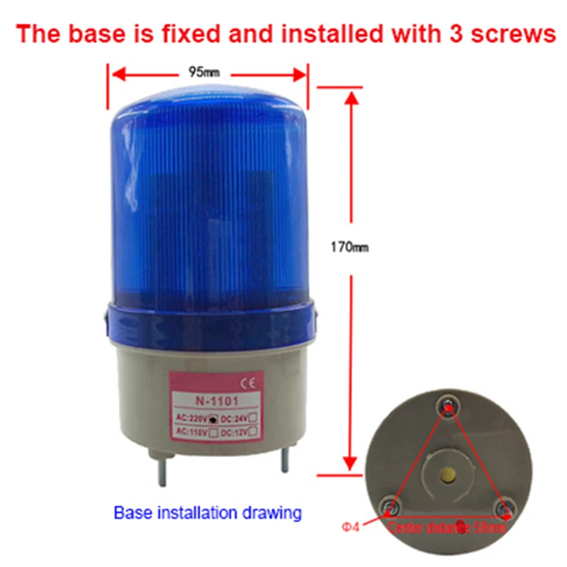 1 шт., 48 В переменного/постоянного тока, светодиодный N-1101, вращающийся звуковой маяк, сигнальная лампа N-1101J, спиральная фиксированная сигнализация для промышленного LTE-1101