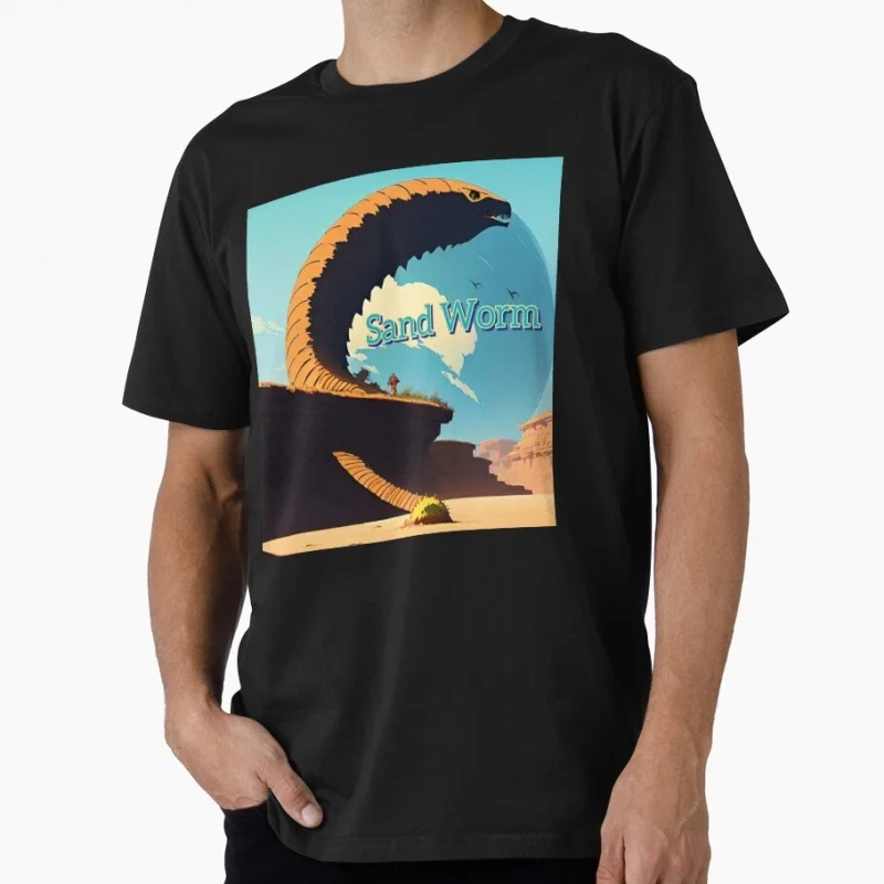 

Sand Worm Encounter – Epic Desert Monster Dune Sci fi Gift T shirt for man Large size Tops Retro movie Graphic Print Clothes