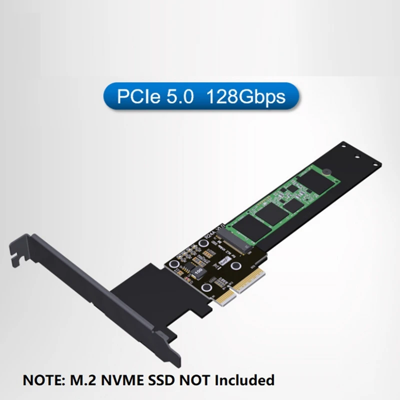 GO-Pcie 5.0 X4 To M.2 NVME SSD Solid State Drive Adapter Card With Bracket Gen5 M.2 2280 22110 Nvme To PCI-E 4X Converter