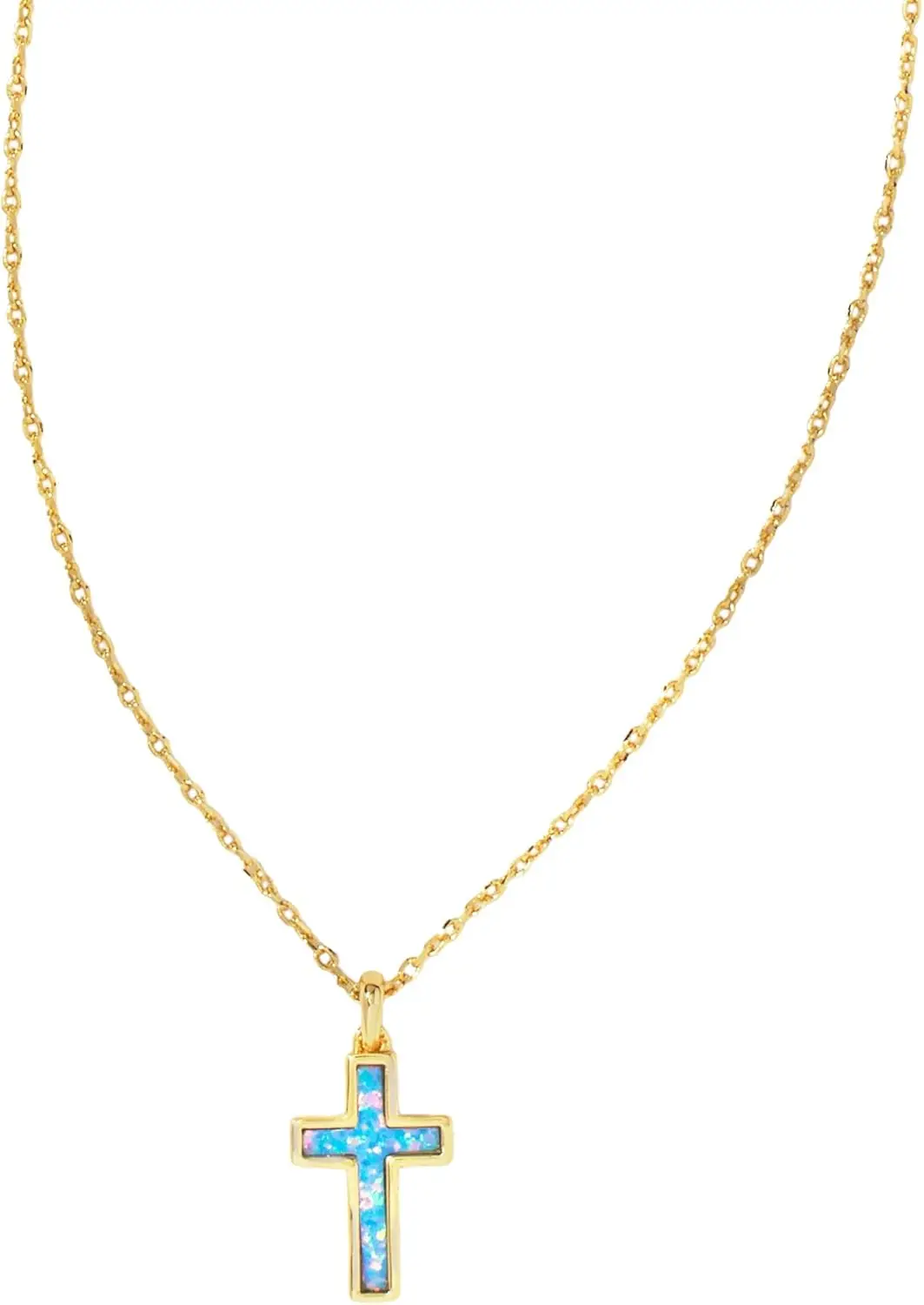 VKVVA Fashion Jewelry Cross Pendant Necklace in White Kyocera Opal for Women, Unique Gifts