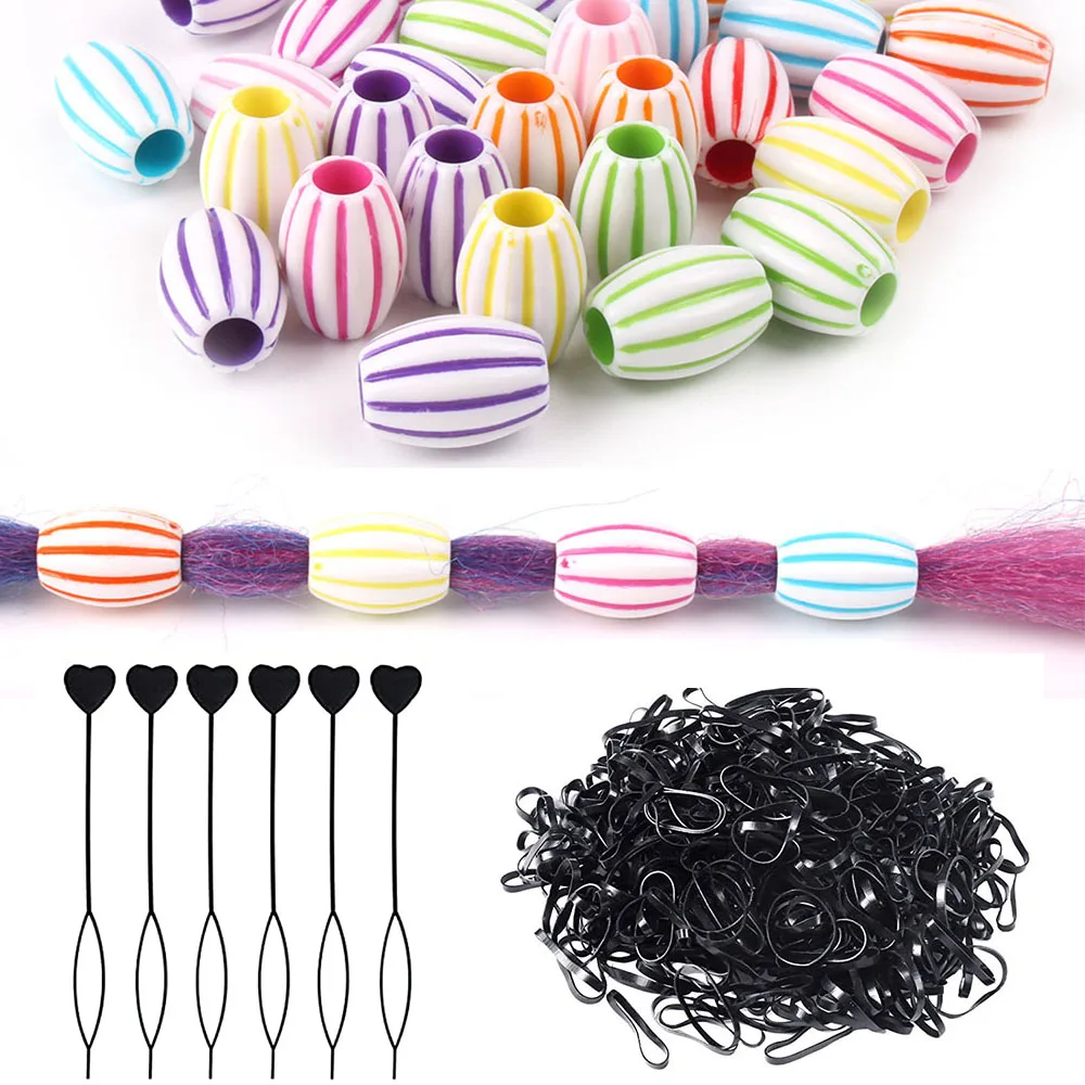 101pcs/bag Acrylic Dreadlock Braids Hair Beads Plastic Oval Shape Braiding Hair Rings Tube Jewelry Cuff  Hair Beads for Braids