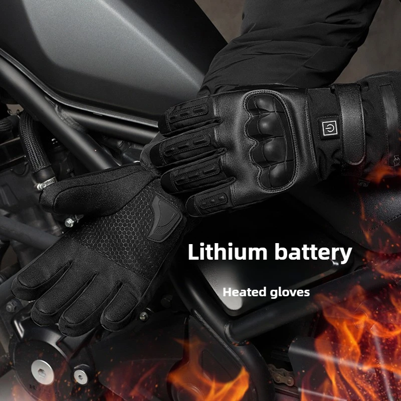 Guantes calefactables de esquí para montar en invierno para hombre, pantalla táctil de 5000 mAh, calefacción eléctrica para dedos, 3 niveles de temperatura, guantes térmicos para deportes al aire libre