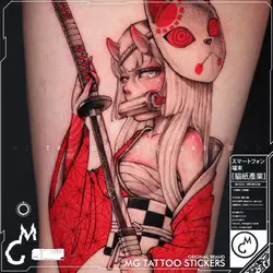 Ukiyoe Ninja Girl Tatoo Sticker Lasting Fake Tattoo for Woman Arm Japanese Geisha Art Faux Temporary Tattoo Waterproof Tatuajes