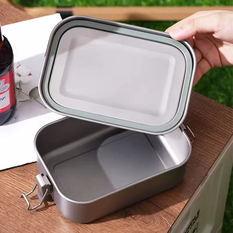 Titanium Lunch Box - Lightweight, Eco-Friendly Portable with Handle for Camping, Hiking and Picnicking