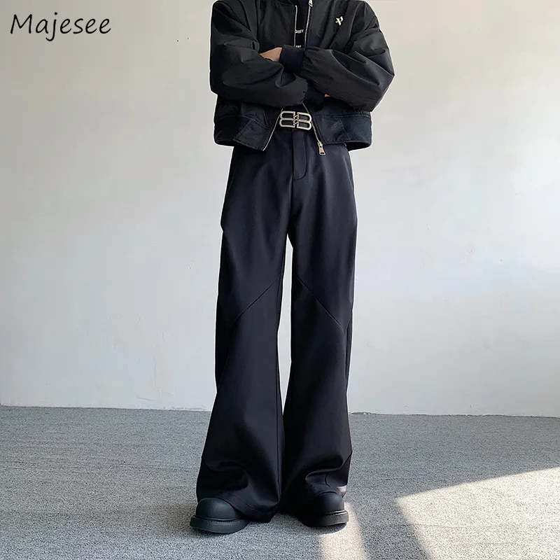 Wide Leg Pants Men Simple Baggy Smart Casual High Street Handsome All-match Korean Fashion Daily Full-length Trousers Classic