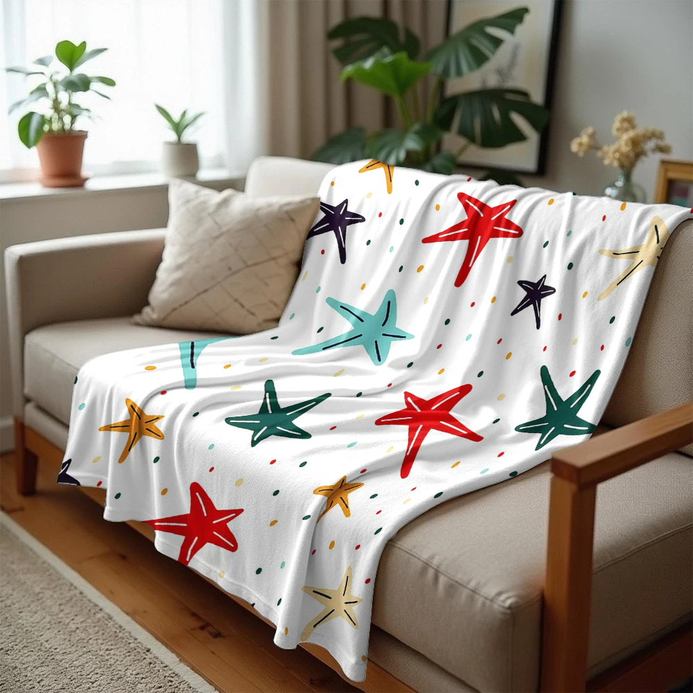 Color Starfish Ultra Soft Sherpa Fleece Blanket Fluffy Warm Halloween Cozy Throw for Sofa Couch Bedroom Gift All season