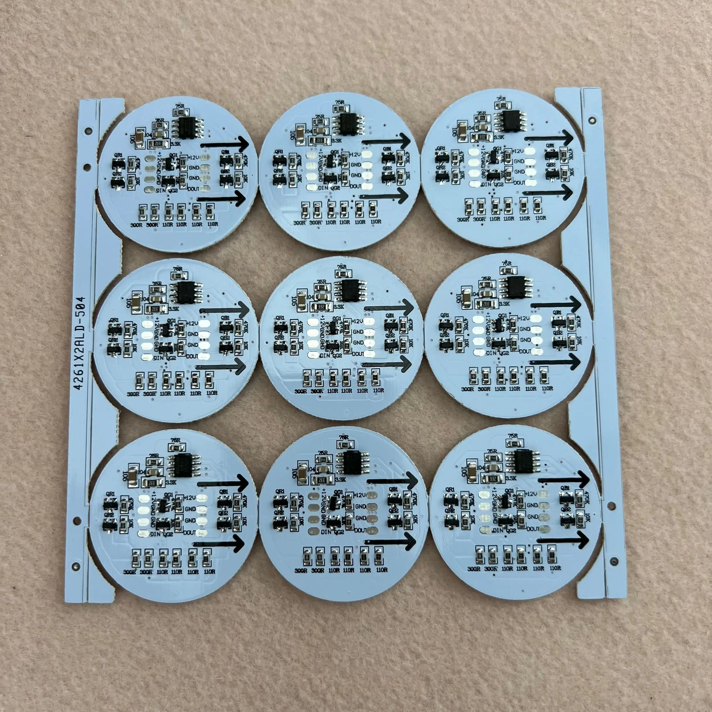 DC12V WS2811 5050 addressable pixel PCBA,6pcs 5050 SMD RGB LED;size:38mm diameter;1.44W