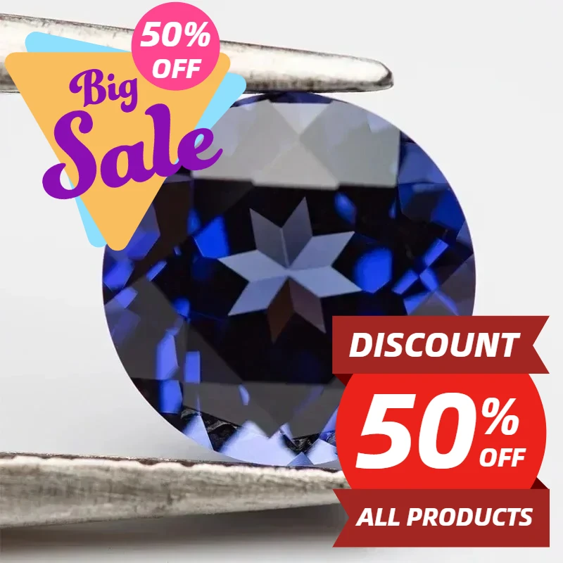 

TOP Lab Grown Sapphire Round Cut Royal Blue Color Gems DIY Charms Ring Necklace Main Materials Selectable Certificate