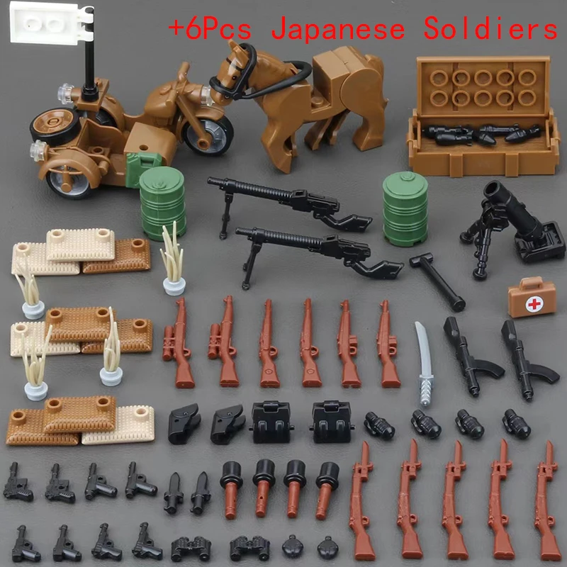 WWII Japanese Army Military Weapon Morta WW2 M25 Heavy Armored Vehicle Type Track Battle Tank Building Blocks Bricks Model Toys