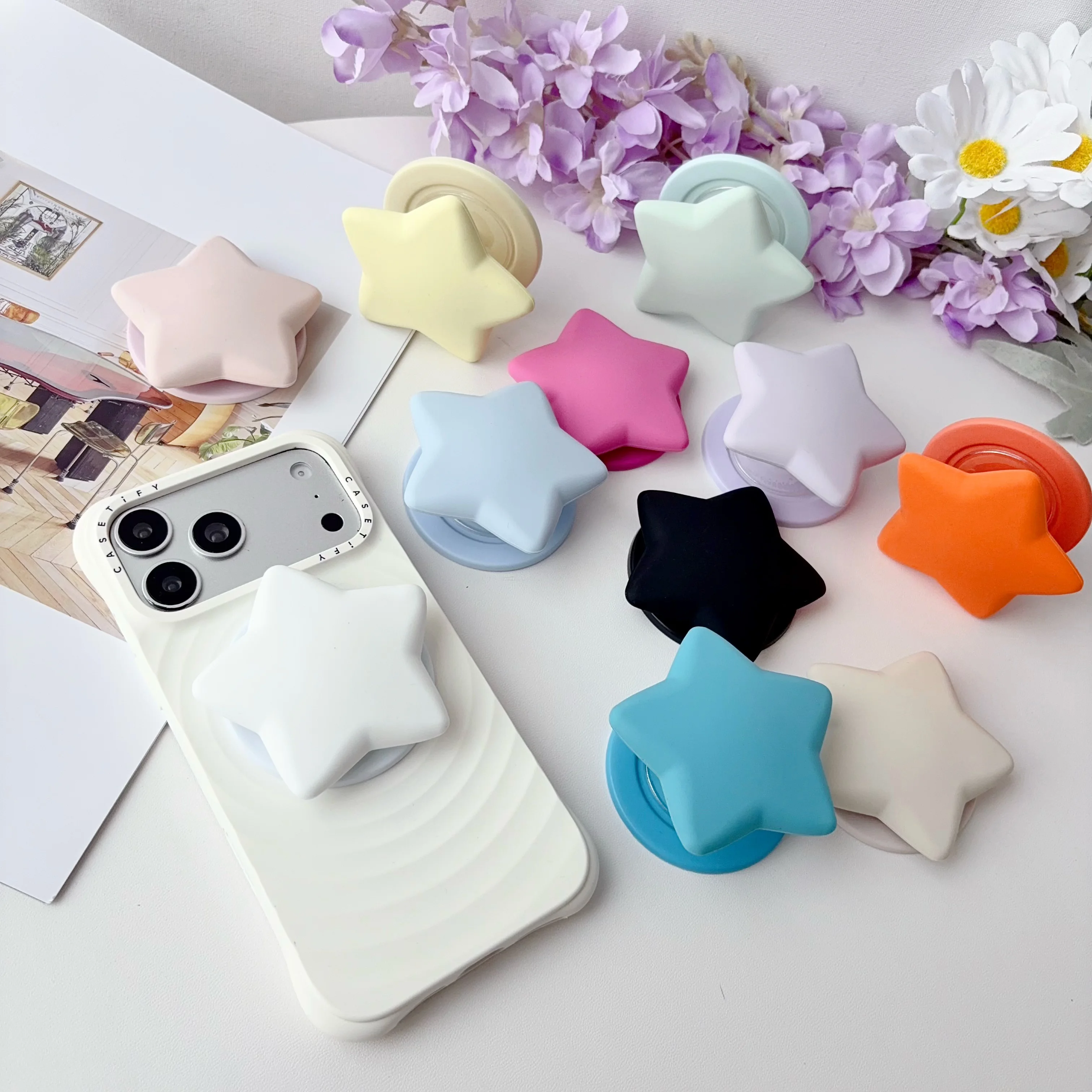 Cute Star Shape Airbag Kickstand Detachable Magnetic Pop Socket Phone Grip Holder 360°Rotatable Phone Kickstands Phone Accessory