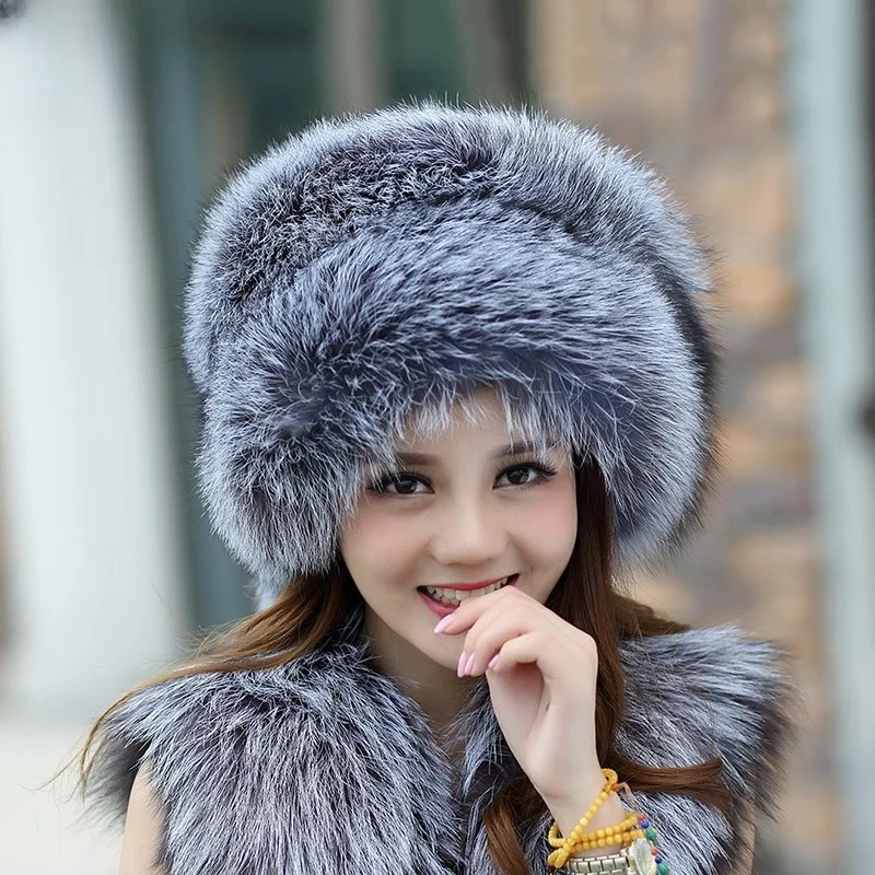 

Real hair women's outdoor casual cotton thick fur hat