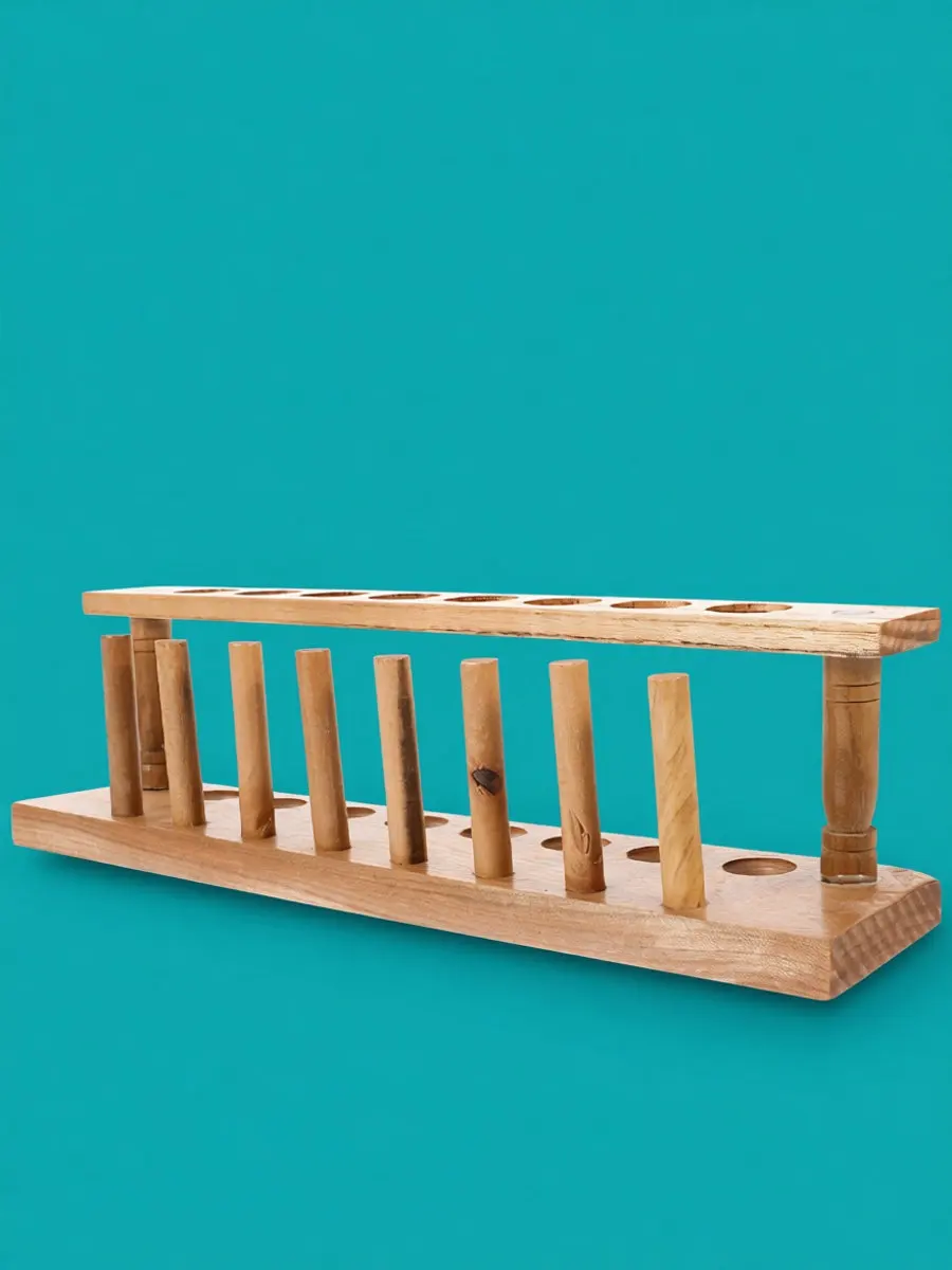 Test Tube Rack Wooden Material 22Mm Diameter Holes Precision Drilled for Safety Stability Elegant Finish Lab Teaching Experiment