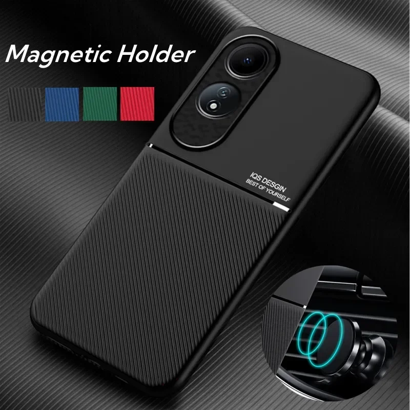 Rugged Non-Slip Case for OPPO A60 A79 5G A98 A78 A58 Protective Cover Car Magnetic Suction Holder Coque Fundas Capa