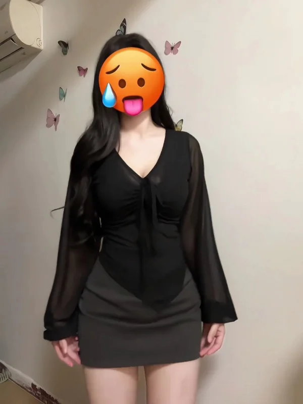 

plus Size Slim Fit Long Sleeve T-Shirt V-Neck Tie-Detail Women's Summer New Style Casual Slimming Base Shirt Top for plus Size