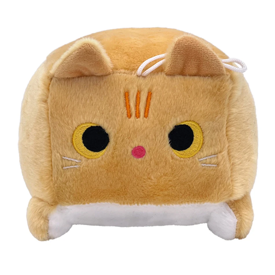 20cm Kawaii Cat Doll Plush Toy Standing Fuzzy Cube Cats Plushies Black Grey Colorful Orange Little Peluche Animal Birthday Gif