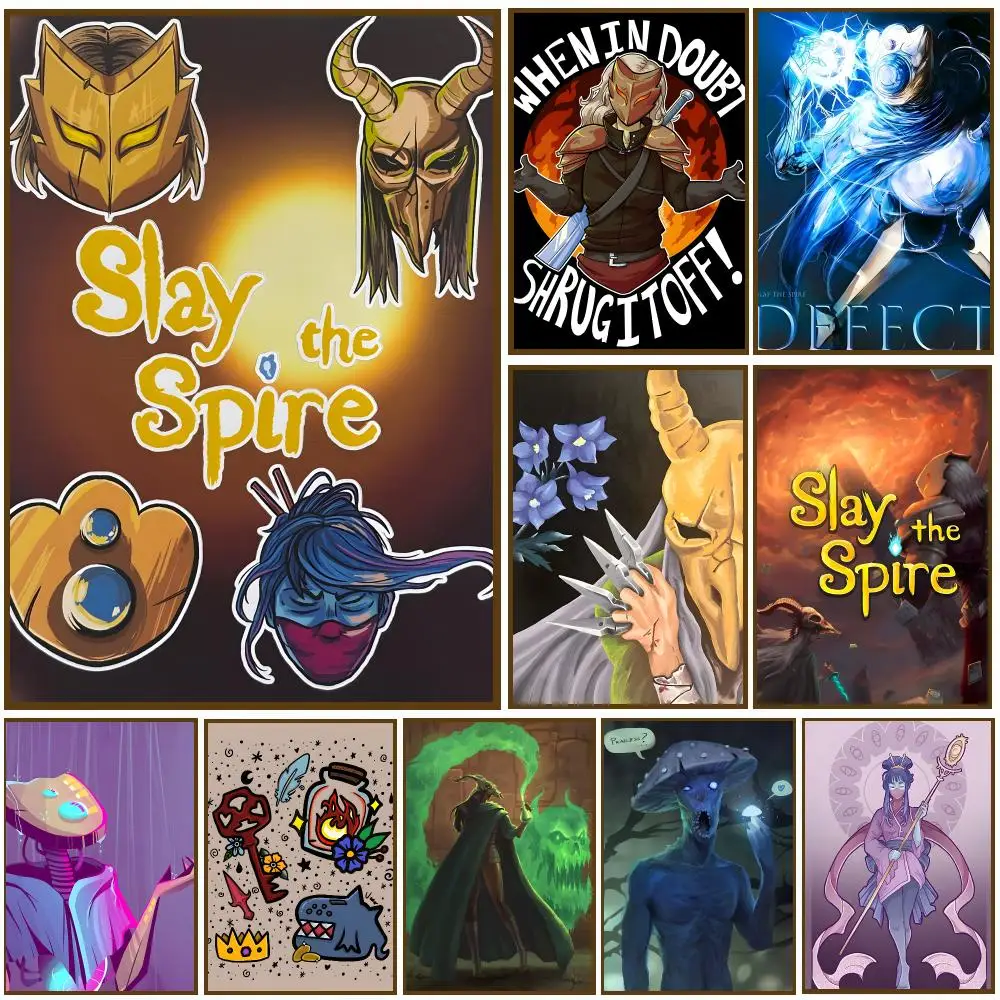 Slay the Spire Game Card Poster Self-adhesive Living Room Bedroom Party Bar Decor Moisture-proof Fade-resistant HD