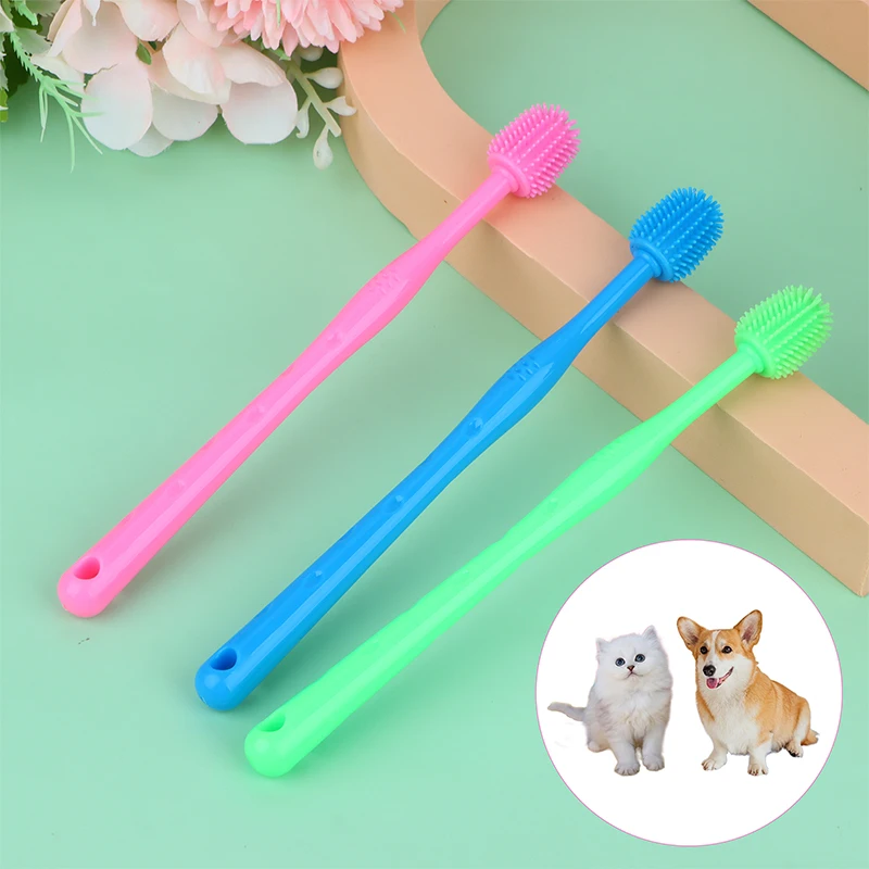 Pet Cat Toothbrush Super Soft Silicone Bristles Tooth Brush Oral Cleaning & Cat Face Blackhead Pets Cleaning Brush
