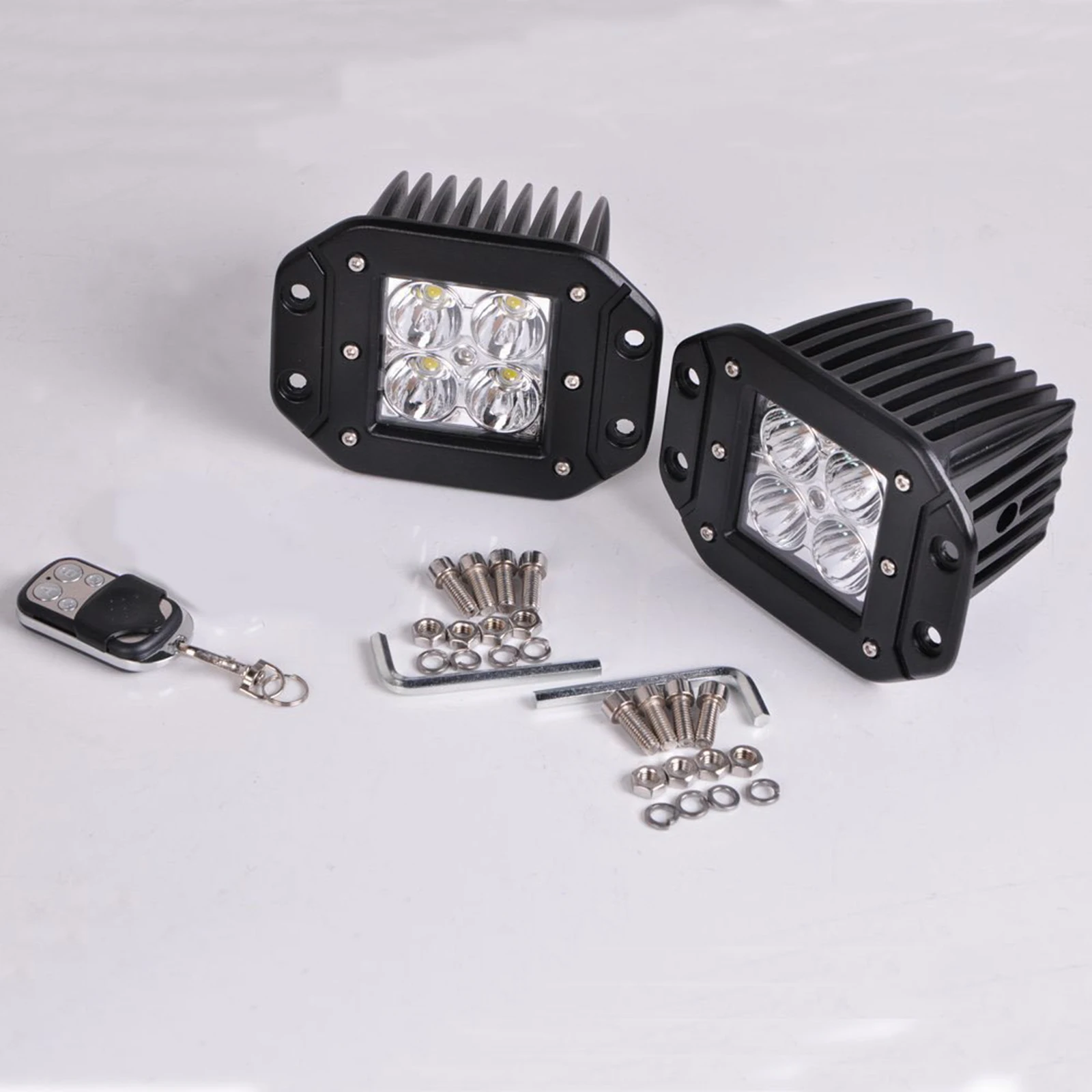 2PCS 3inch 48W White/Blue Emergency Strobe Led Lights Work Lights Bar Offroad Lights Fog Driving Lamp Headlight Reverse Lamp Kit
