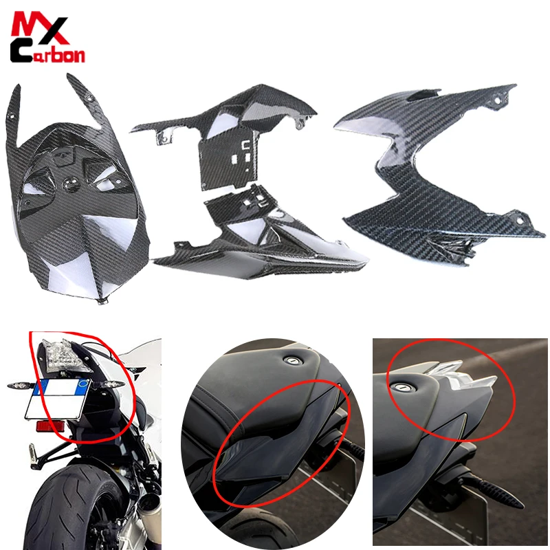 Motorcycle Accessories  Set for BMW S1000R 2014+ S1000RR 2015-2018 100%  Carbon Fiber Rear Seat Side Panel Lampshade Tail Seat