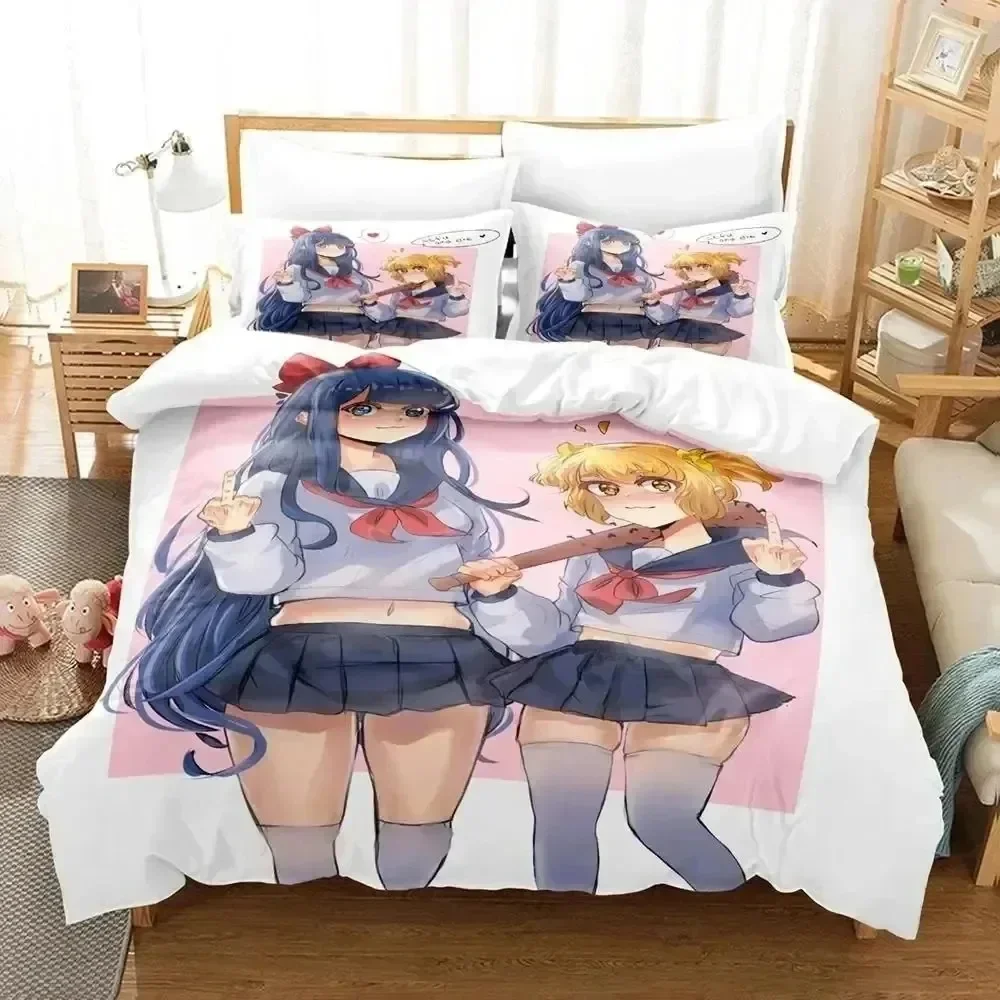 

Anime Pop Team Epic Poputepipikku Bedding Set Boys Girls Twin Queen Size Duvet Cover Pillowcase Bed Fashion Home Textileextile