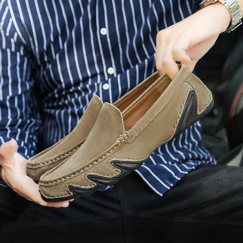 

Мужские лоферы из искусственной замши, удобные, дышащие, на плоской подошве, повседневная мужская обувь, размер 38-47