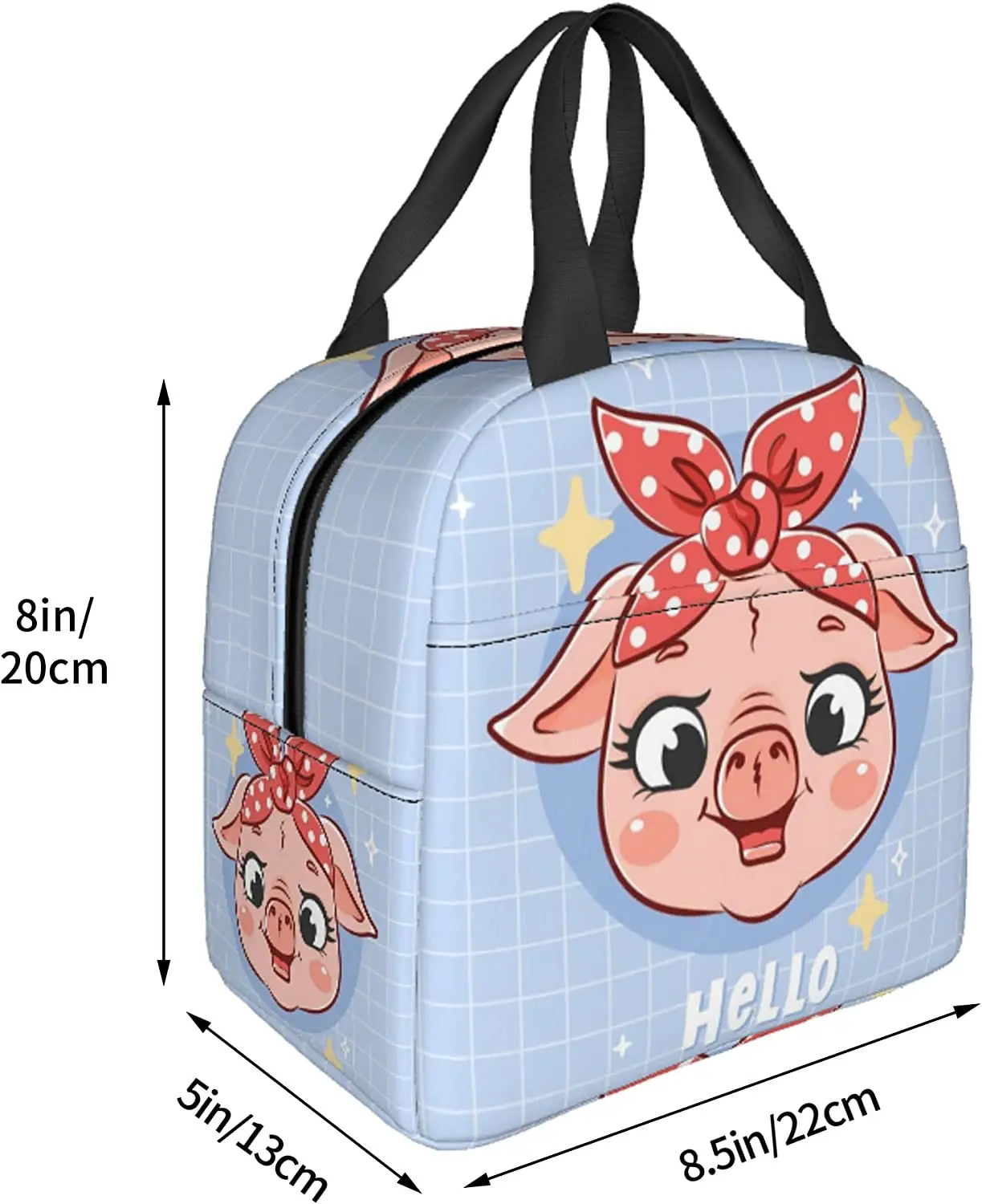 สวัสดีน่ารัก Pig Face ถุงอาหารกลางวันสําหรับผู้หญิงกล่องอาหารกลางวันฉนวน Cooler Thermal Tote Bag สําหรับผู้ใหญ่หญิงทํางานโรงเรียนเดินป่าปิคนิค