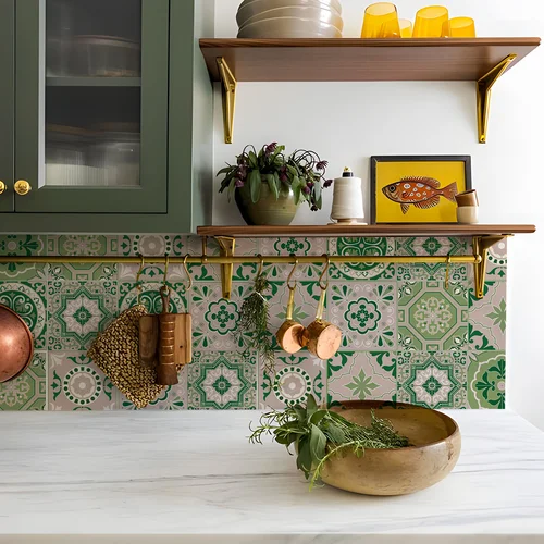 모로코 스타일 타일 스티커, 7.87x7.87 인치 전통 DIY 벽화, 방수 타일, 내유성 탈착식 데칼, 10 개 