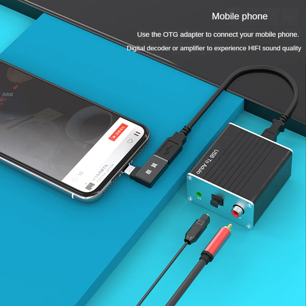 Placa de som externa usb, conversor de áudio digital coaxial sem energia, computador, alta fidelidade, telefone móvel para aux para ps5 para fibra