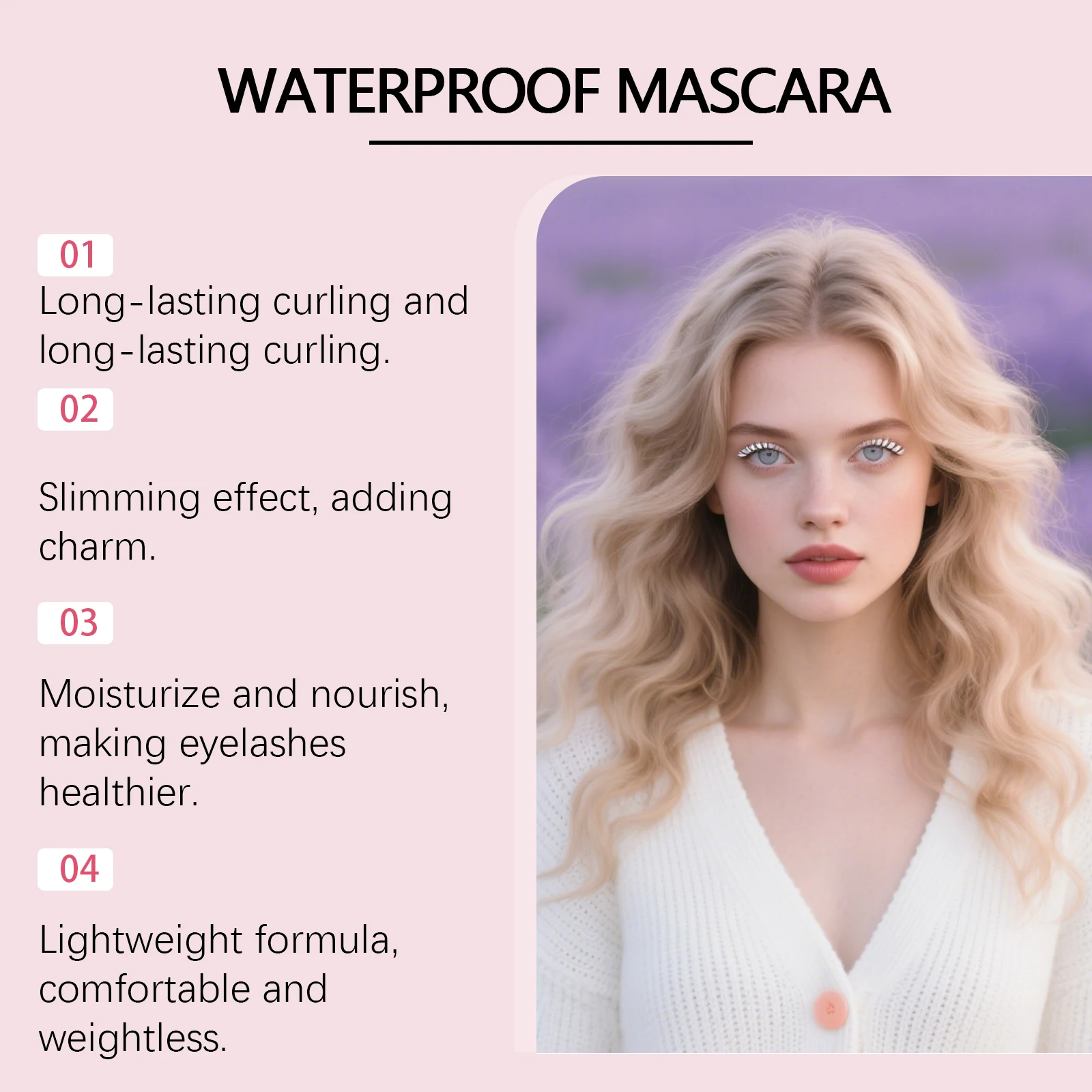 Biała tusz do rzęs, płyn do podkręcania rzęs, długotrwały, wodoodporny, naturalny, trwały, przedłużający makijaż, kosmetyki do oczu, pędzelek, 5 ml